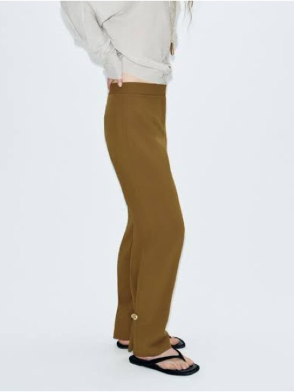 Zara Olive Brown High-Waist Wide Leg Trousers